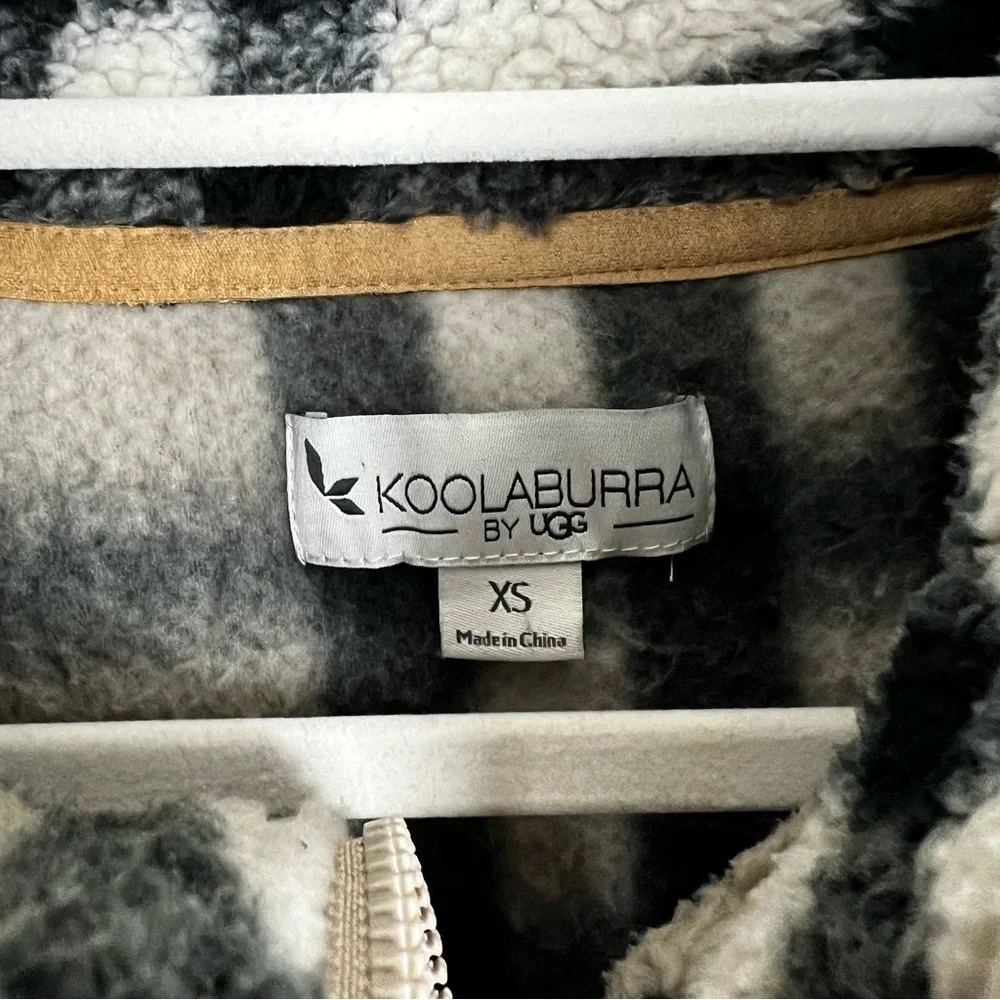 Koolaburra by Ugg Brushed Back Sherpa Oversized Pullover Check Plaid Size XS